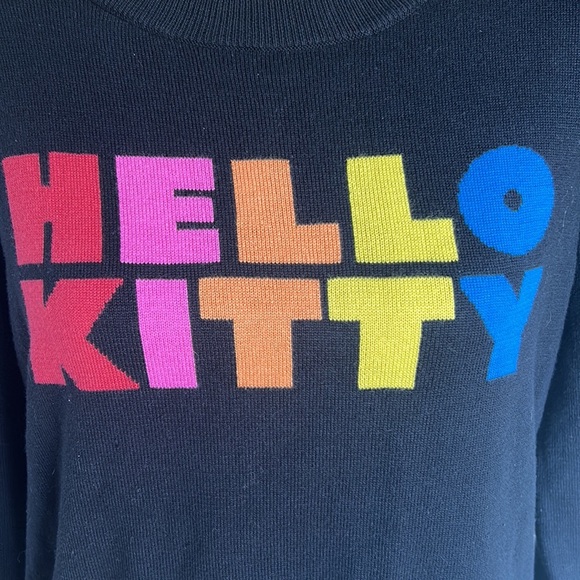 Modcloth x Hello Kitty Oh So Supercute black sweater vibrant rainbow retro style - Picture 7 of 16